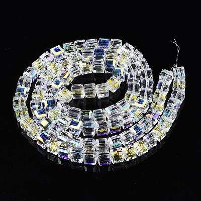 Electroplate Transparent Glass Beads Strands EGLA-N002-17C-B01-1