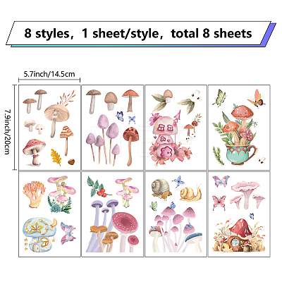 8 Sheets 8 Styles PVC Waterproof Wall Stickers DIY-WH0345-080-1