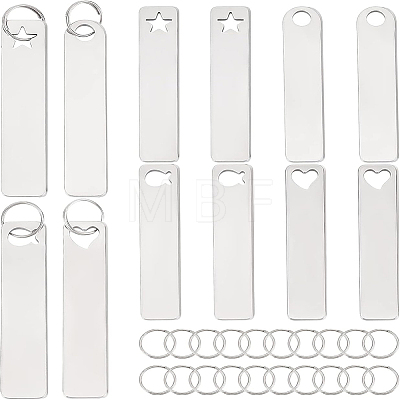 24Pcs 4 Style 304 Stainless Steel Keychain KEYC-BC0001-10-1