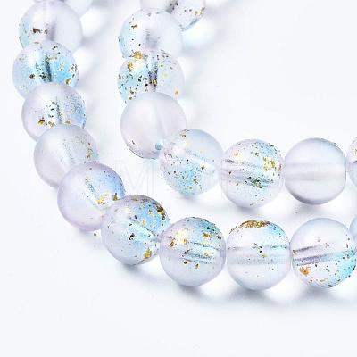Frosted Spray Painted Glass Beads Strands X-GLAA-N035-03C-C07-1