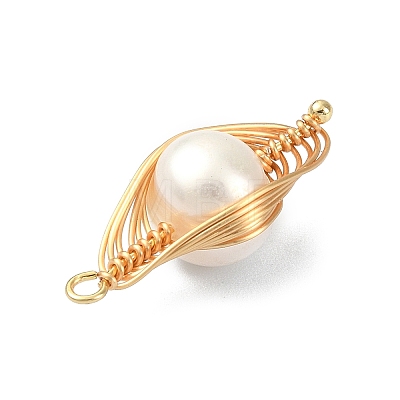 Natural Pearl Copper Wire Wrapped Pendants PALLOY-JF02083-1