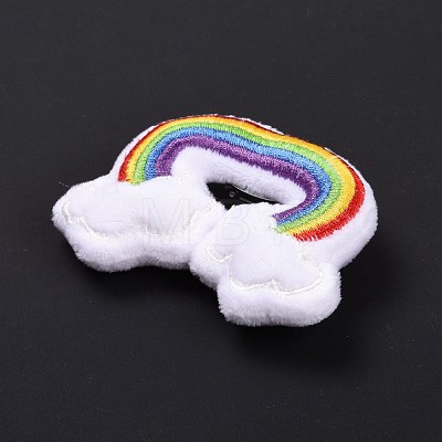 Rainbow with Cloud Cotton & Non-Woven Fabric Brooch JEWB-A003-01-1