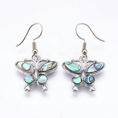 Abalone Shell/Paua Shell Dangle Earrings EJEW-F147-A04-1