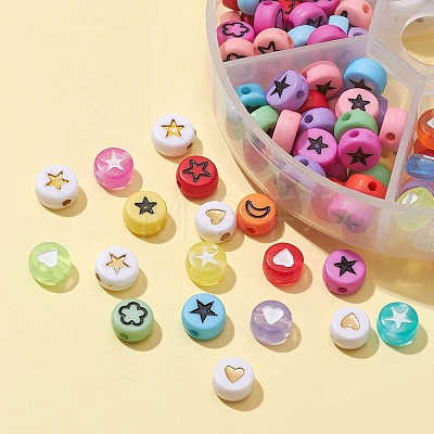 210Pcs 6 Style Opaque & Transparent & Plating Acrylic Beads OACR-FS0001-09-1