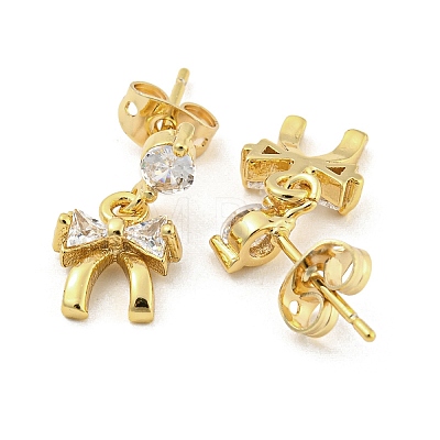 Brass Micro Pave Cubic Zirconia Stud Earrings EJEW-P261-44G-1