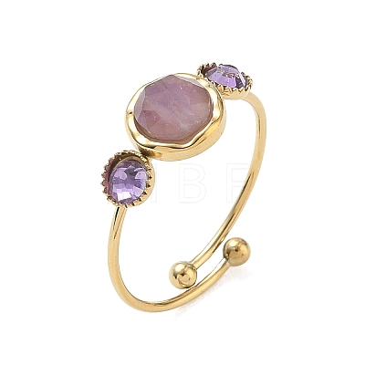 Natural Amethyst Adjustable Finger Rings for Women RJEW-A101-01G-04-1