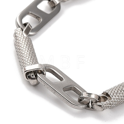 201 Stainless Steel Column and Oval Links Necklace NJEW-F222-21P-1