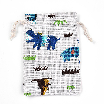 Animals Printed Polycotton(Polyester Cotton) Packing Pouches Drawstring Bags ABAG-T004-10x14-34-1