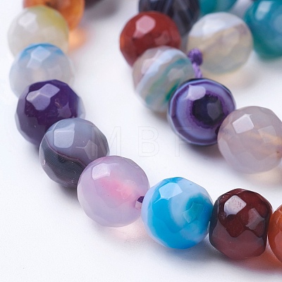 Natural Striped Agate/Banded Agate Beads Strands G-G753-09-8mm-1