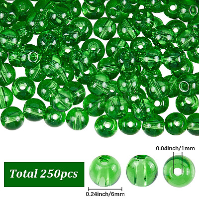 250Pcs Glass Round Beads GLAA-SP0001-49C-1
