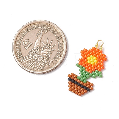 MIYUKI Glass Seed Beaded Pendants PALLOY-MZ01259-02-1
