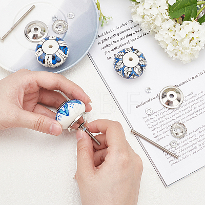 6Pcs 3 Styles Printing Porcelain Drawer Knobs FIND-GA0001-29B-1