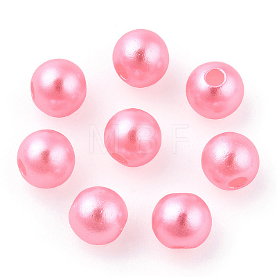 Spray Painted ABS Plastic Imitation Pearl Beads OACR-T015-05B-16-1