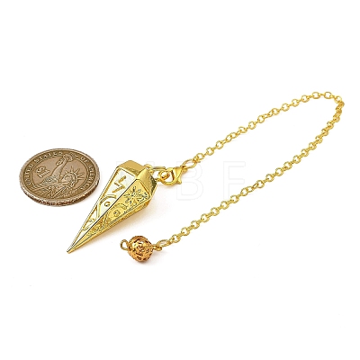 Rack Plating Brass Cone Dowsing Pendulum Pendants AJEW-G064-01G-1