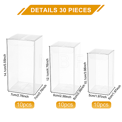 30Pcs 3 Style Rectangle Transparent Plastic PVC Box Gift Packaging CON-BC0002-22-1