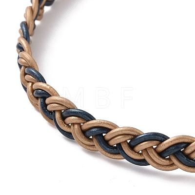 Cowhide Leather Braided Twist Rope Choker Necklace with Brass Clasp for Women NJEW-JN04167-1