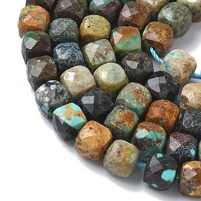 Natural African Turquoise(Jasper) Beads Strands G-L651-D02-6x6mm-1