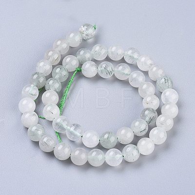 Natural Green Rutilated Quartz Beads Strands X-G-R475-013B-1