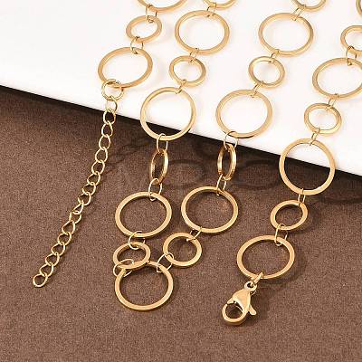 304 Stainless Steel 6MM and 10MM Ring Link Chain Necklaces NJEW-P343-02A-G-1