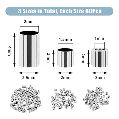 DICOSMETIC 180Pcs 3 Styles 304 Stainless Steel Spacer Beads STAS-DC0015-11-1