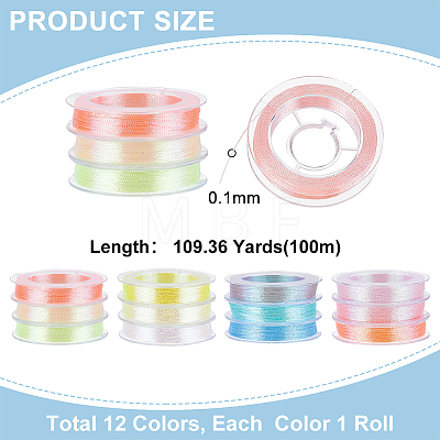 12 Rolls 12 Colors 1-Ply Polycotton(Polyester Cotton) Embroidery Floss TOOL-WH0051-64A-1
