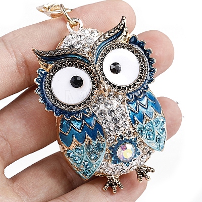 Owl Alloy Rhinestone Keychain PW-WG99278-01-1