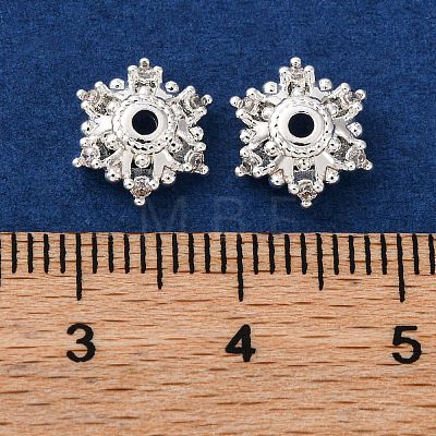 Brass Micro Pave Clear Cubic Zirconia Bead Caps KK-K378-47B-S-1