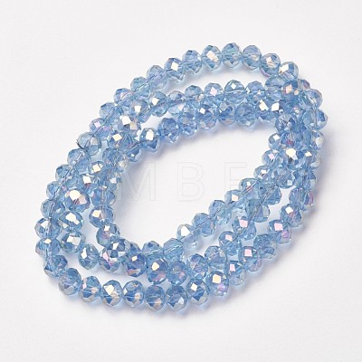 Electroplate Transparent Glass Beads Strands EGLA-A034-T6mm-T07-1