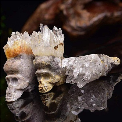 Natural Quartz Crystal Skull Display Decorations PW-WG44ED8-01-1