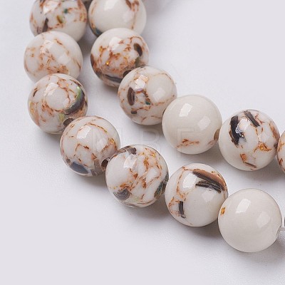 Sea Shell and Synthetic Turquoise Assembled Beads Strands X-G-G758-08-10mm-1