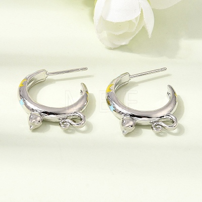 Brass Enamel Stud Earrings KK-CBA8324-23P-04-1