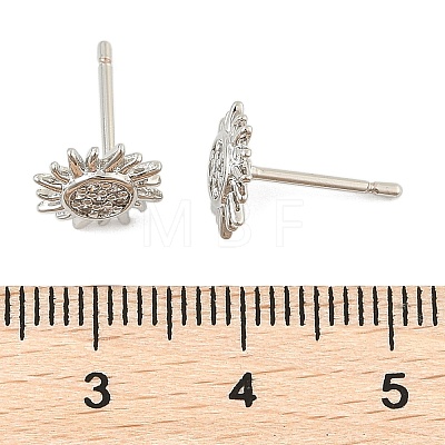 Brass Micro Pave Clear Cubic Zirconia Stud Earrings EJEW-R016-26P-08-1