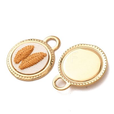 304 Stainless Steel & Cloth Embroidered Pendants FB-CBAFBAF-08G-01-1