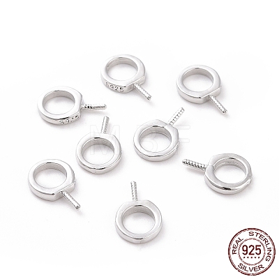 Anti-Tarnish Rhodium Plated 925 Sterling Silver Screw Eye Peg Bails STER-D035-42P-1