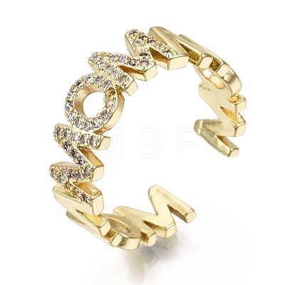 Brass Micro Pave Clear Cubic Zirconia Cuff Rings RJEW-S044-109-NF-1