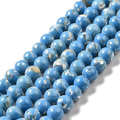 Synthetic Turquoise and Sea Shell Assembled Beads Strands G-D482-01E-04-1