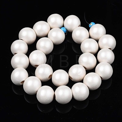 Painted Natural Wood Beads Strands WOOD-S053-58K-1