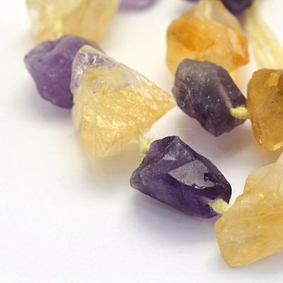 Rough Raw Natural Amethyst and Citrine Beads Strands G-K202-22B-1