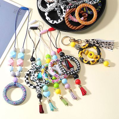 5Pcs Ring Food Grade Eco-Friendly Silicone Focal Beads JX894O-1