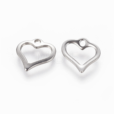 201 Stainless Steel Open Heart Charms STAS-L233-022P-1