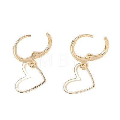 Brass Heart Pendants Leverback Earrings EJEW-JE06900-1