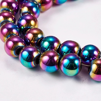 Electroplate Non-magnetic Synthetic Hematite Beads Strands G-J169A-8mm-05-1