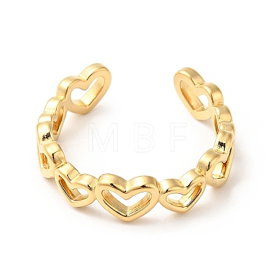 Vacuum Plating 304 Stainless Steel Heart Wrap Open Cuff Ring RJEW-C040-01G-1