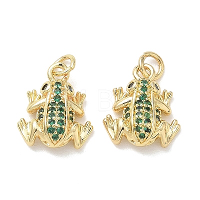Brass Micro Pave Green Cubic Zirconia Charms KK-T085-21D-G-1