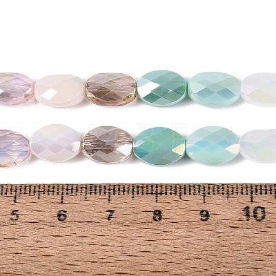 Electroplate Imitation Jade & Opaque & Transparent Glass Beads Strands EGLA-Q135-8x11MM-01C-1