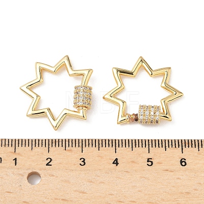 Brass Micro Pave Clear Cubic Zirconia Screw Carabiner Lock Charms KK-Z118-06G-02-1