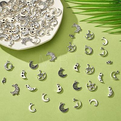 100Pcs 10 Style Tibetan Style Alloy Pendants FIND-SZ0002-78-1