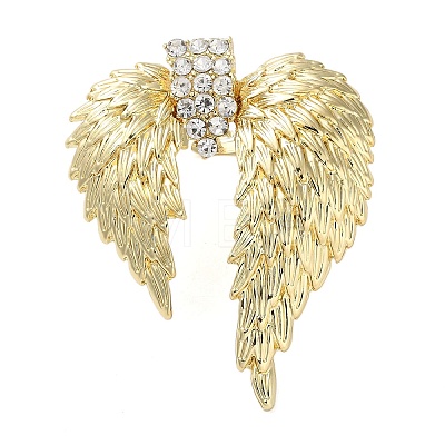 Wing Alloy Rhinestone Adjustable Rings for Women RJEW-K277-04G-1