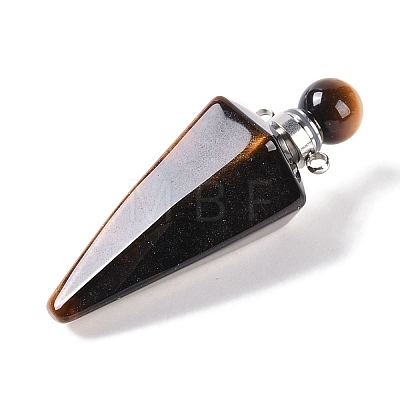 Natural Tiger Eye Faceted Cone Openable Perfume Bottle Big Pendants G-L524-18P-08-1