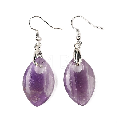 Natural Amethyst Dangle Earrings EJEW-F343-B04-1